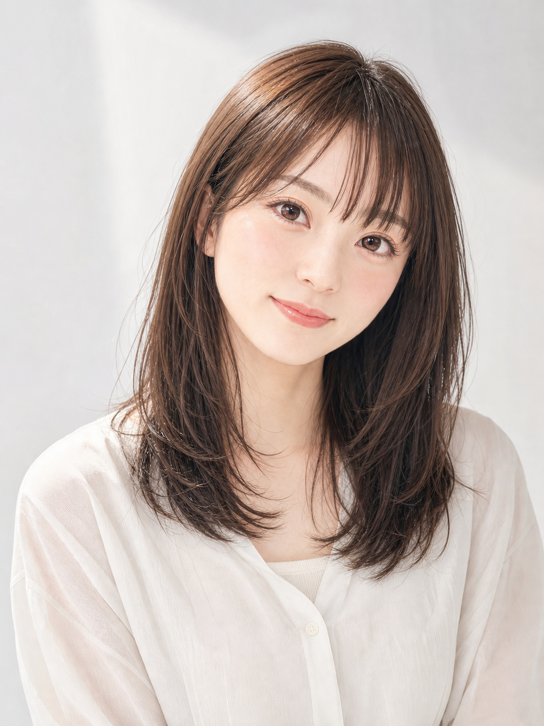 ミディアムレイヤーのヘアスタイル写真